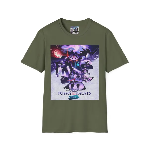 King_Of_The_Dead_Unisex_Softstyle_T_Shirt_Graphic_Tee_Gamer_Apparel_Casual_Wear_Halloween_Gift_Geeky_Fashion_Military_Green